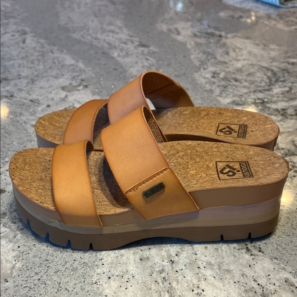 Ustogi NWOB USTOGI Tan Slide Tan Sandals Size 6 - Picture 4 of 8